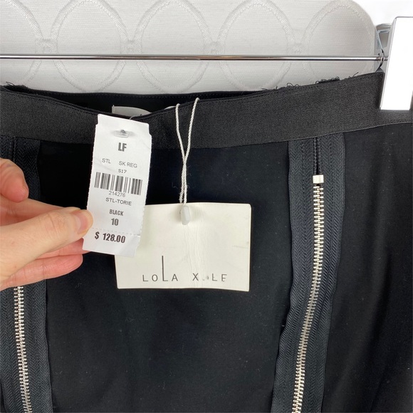 NWT LOLA X LF Moto Zipper Mini Black Skirt Size 10 - Picture 3 of 9